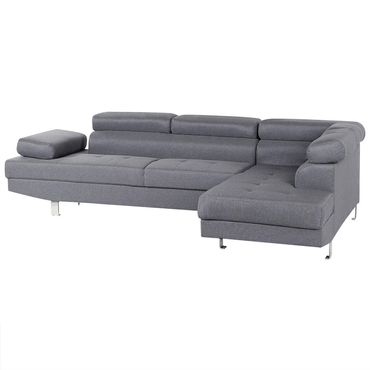 5-SITZER-ECKSOFA Polyester Grau Norrea - Grau, Textil (262/169cm) - Beliani