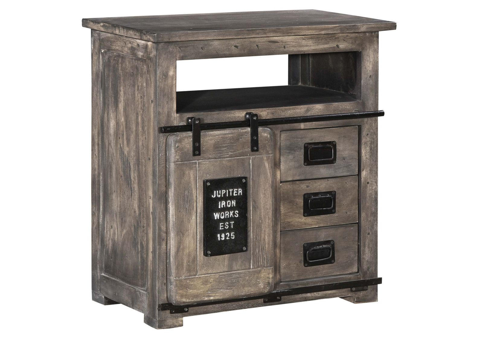 KOMMODE Mango 80x45x85 grau lackiert RAILWAY #210 - Grau, Holz (80/85/45cm) - Massivmoebel24