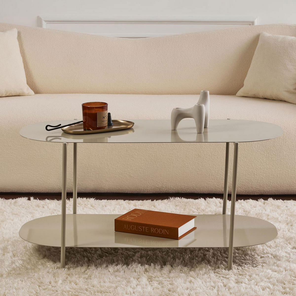 COUCHTISCH - Metall - Mol - Graubraun, Metall (100/51/45cm) - Drawer