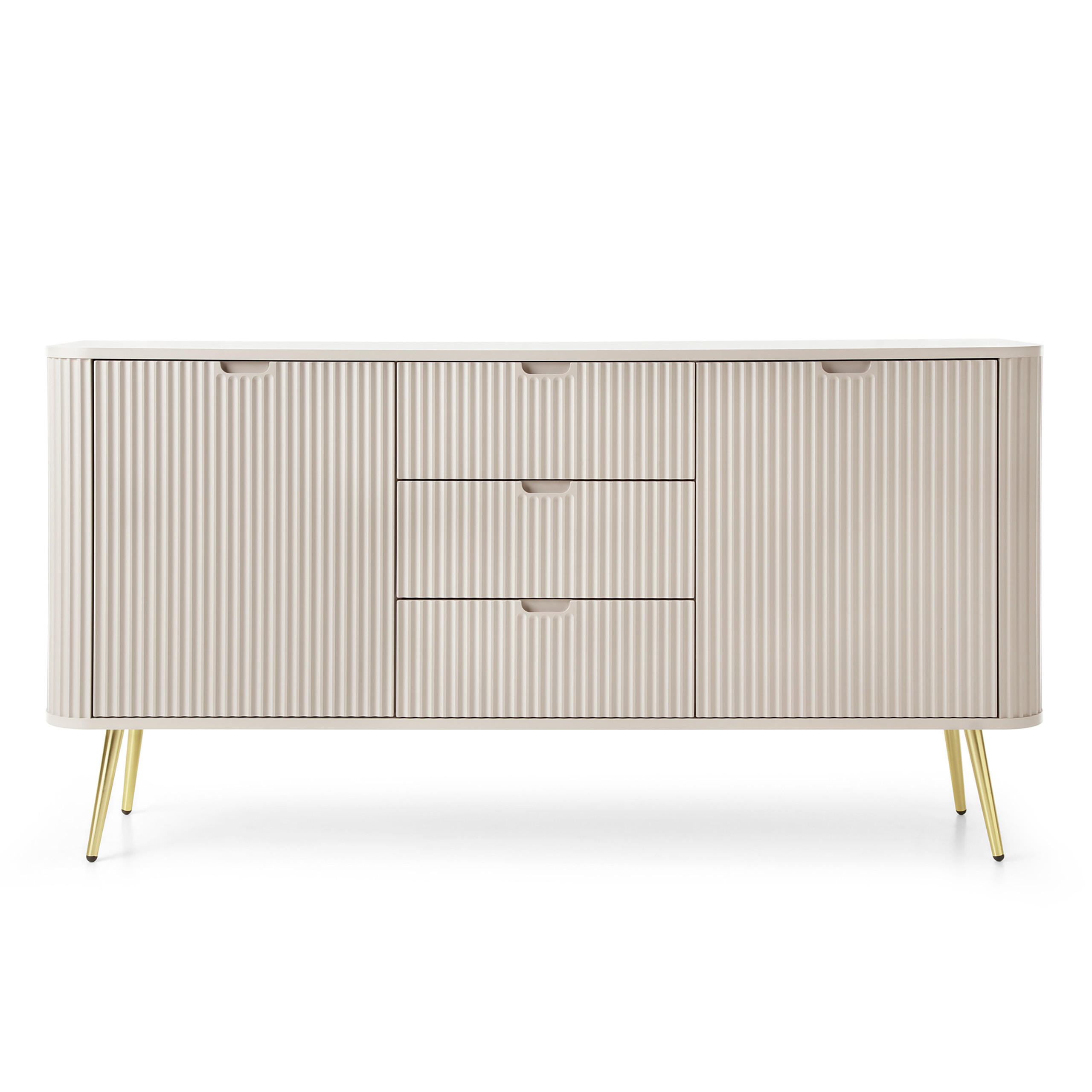 SIDEBOARD ZENZERO 168/87/39 cm mit 3 Schubladen 2 Türen Kaschmir - Kaschmir/Goldfarben, Holzwerkstoff (168/87/39cm) - MASSENO