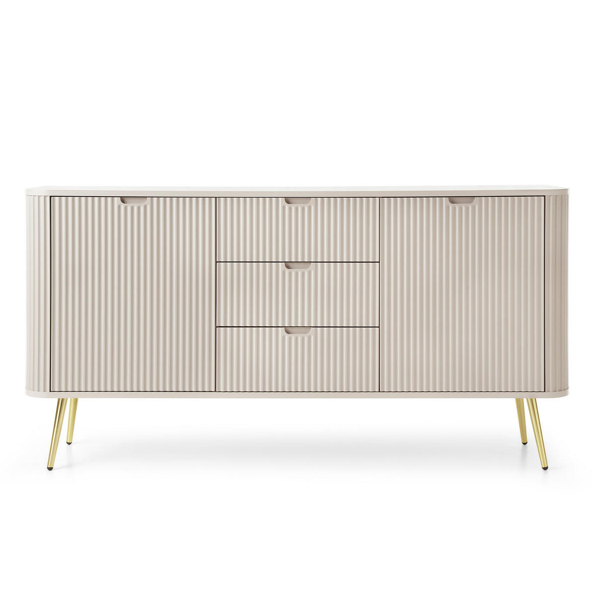 SIDEBOARD ZENZERO 168/87/39 cm mit 3 Schubladen 2 Türen Kaschmir - Kaschmir/Goldfarben, Holzwerkstoff (168/87/39cm) - MASSENO