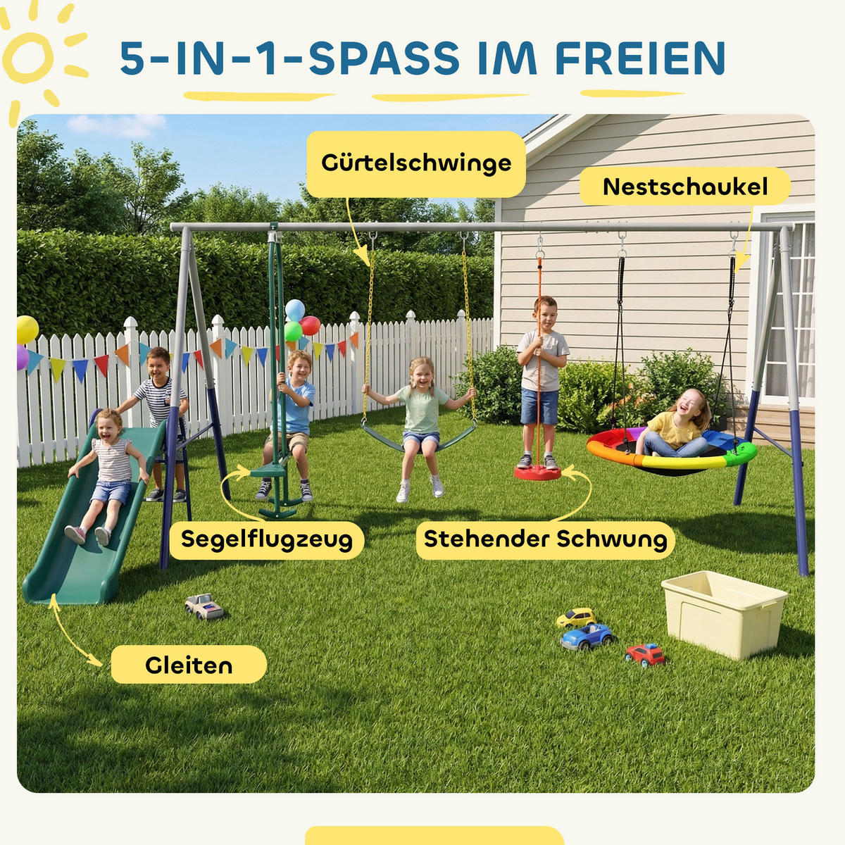 SCHAUKELGESTELL Stahl HDPE Mehrfarbig - Multicolor, Metall (196/203/382cm) - AIYAPLAY