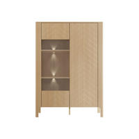 VITRINE Malumi MM03 2D mit weißer LED Beleuchtung - Eichefarben/Naturfarben, Holzwerkstoff/Metall (103/146/41cm) - MIRJAN24