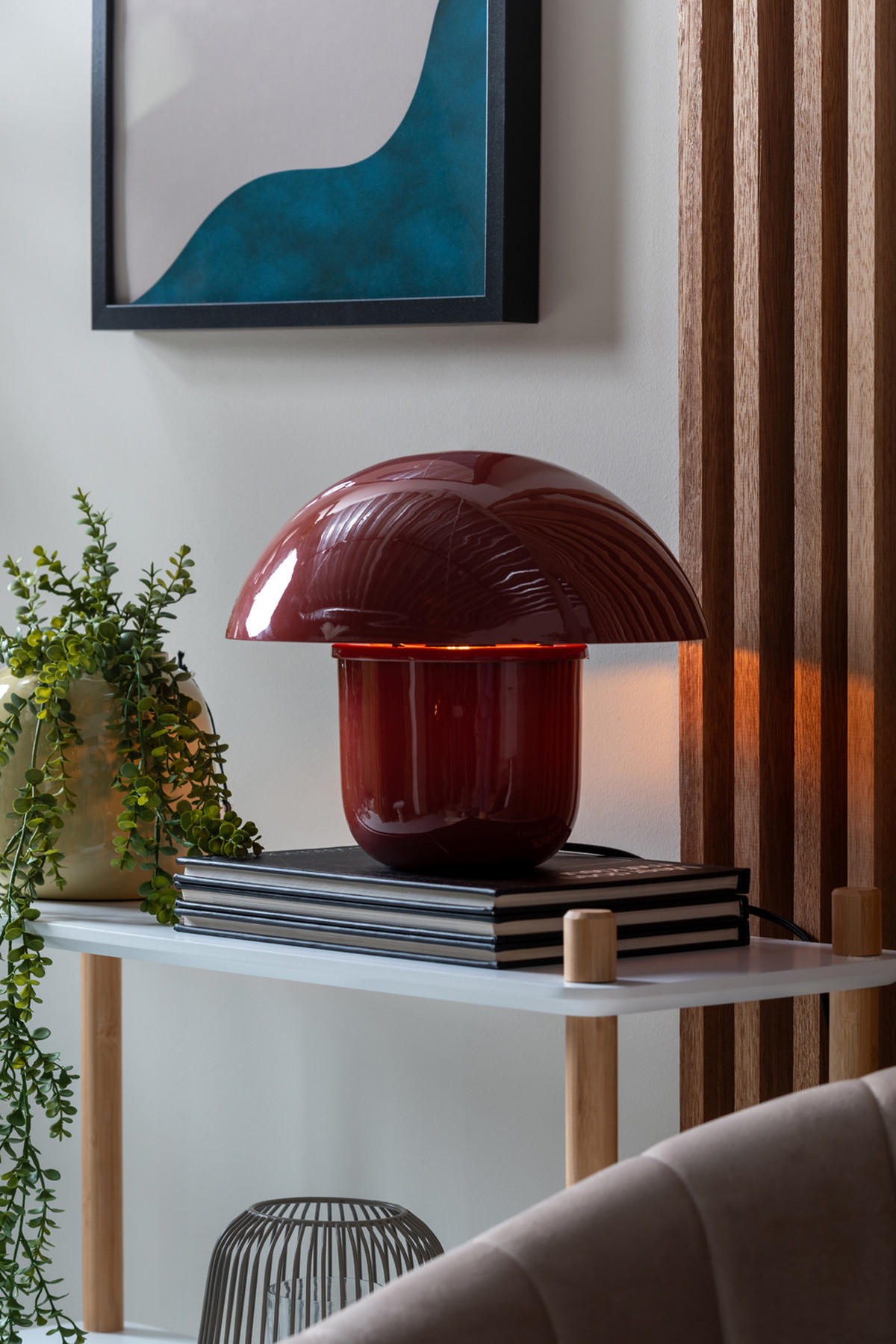TISCHLAMPE Fat Mushroom 29/29/25 cm - Rot, Metall (29/29/25cm) - Leitmotiv