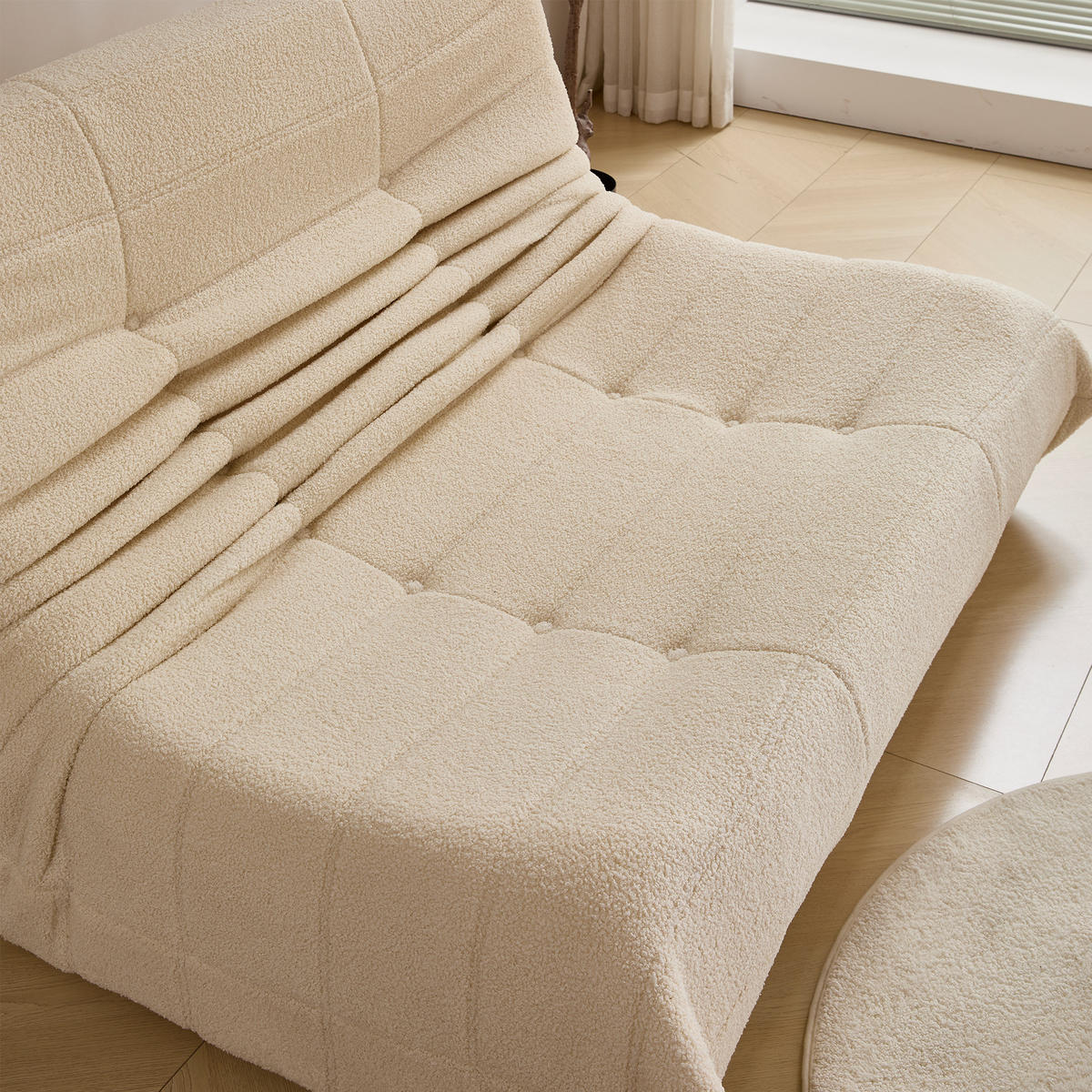 LOUNGESOFA 149/114 cm in Beige aus Teddy Velours - Beige, Textil (120/82/149cm) - BEAOK