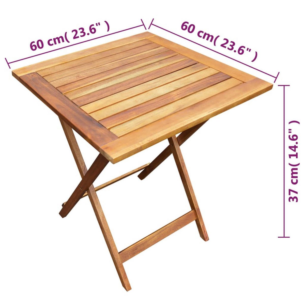 BISTRO-SET 3Er Set Klappbar Massivholz Akazie - Braun, Holz - vidaXL