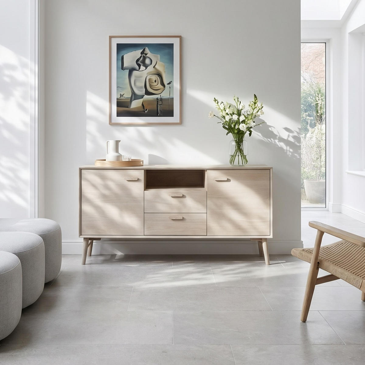 SIDEBOARD Eiche massiv - Eiche Bianco/Eichefarben, Holz/Holzwerkstoff (160/79/42cm) - Furnhouse