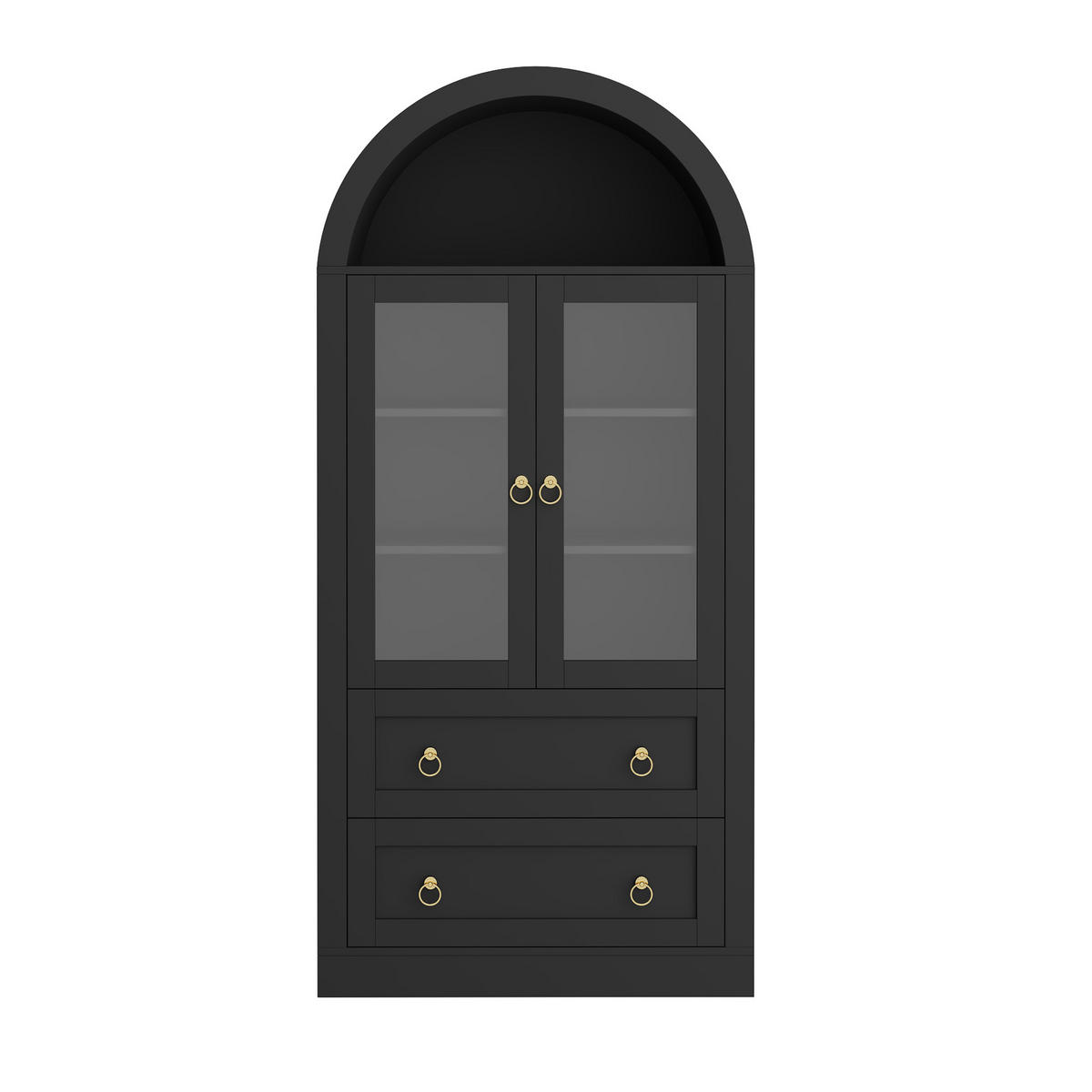 AUFBEWAHRUNGSSCHRANK 170cm Glastüren Schubladen Schwarz - Schwarz, Holzwerkstoff (80/170/36cm) - FLIEKS