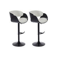BARHOCKER 2er-Set höhenverstellbar - Bouclé-Stoff, Eschenfurnier & Metall - Weiß & Schwarz - JELSA - Schwarz, Textil (53/112/51cm) - Vente-Unique
