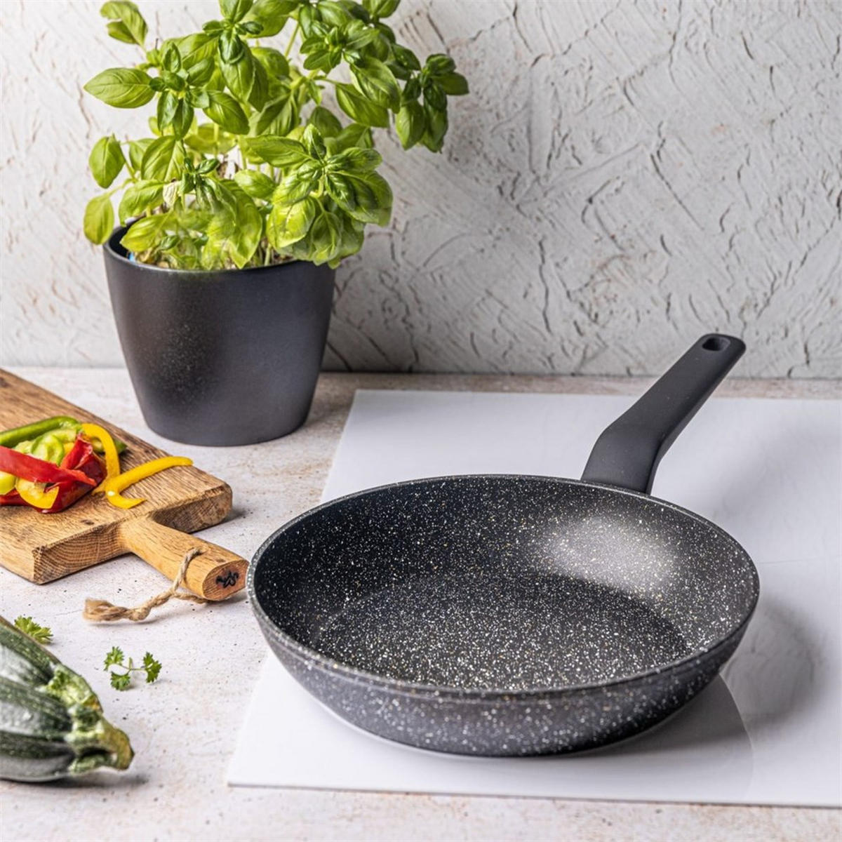 BRATPFANNE mit Marmorbeschichtung 24cm KB7664 - Schwarz, Metall (24cm) - Klausberg 