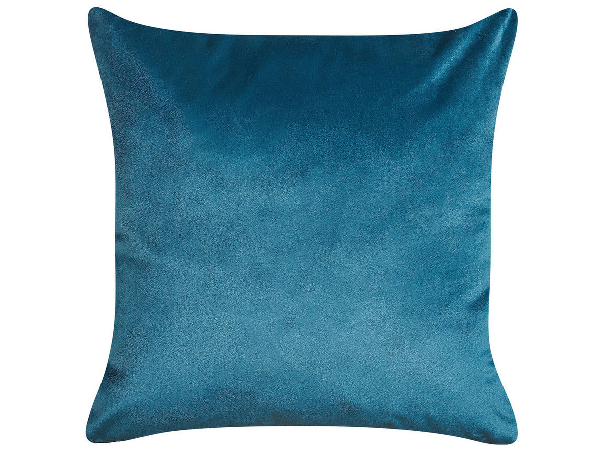 DEKOKISSEN 2er-Set Blau 45/45 cm Monstera - Blau, Textil (45/45cm) - Beliani