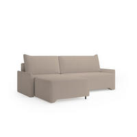 ECKSCHLAFSOFA - Rocky - Links, Beige (Poso 02) - Beige/Schwarz, Holzwerkstoff/Metall (245/174cm) - Möblo