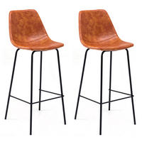 BARHOCKER Lucien Cognac Sitzhöhe 75cm 2er-Set - Orange, Kunststoff (43/104/49cm) - Happy Garden