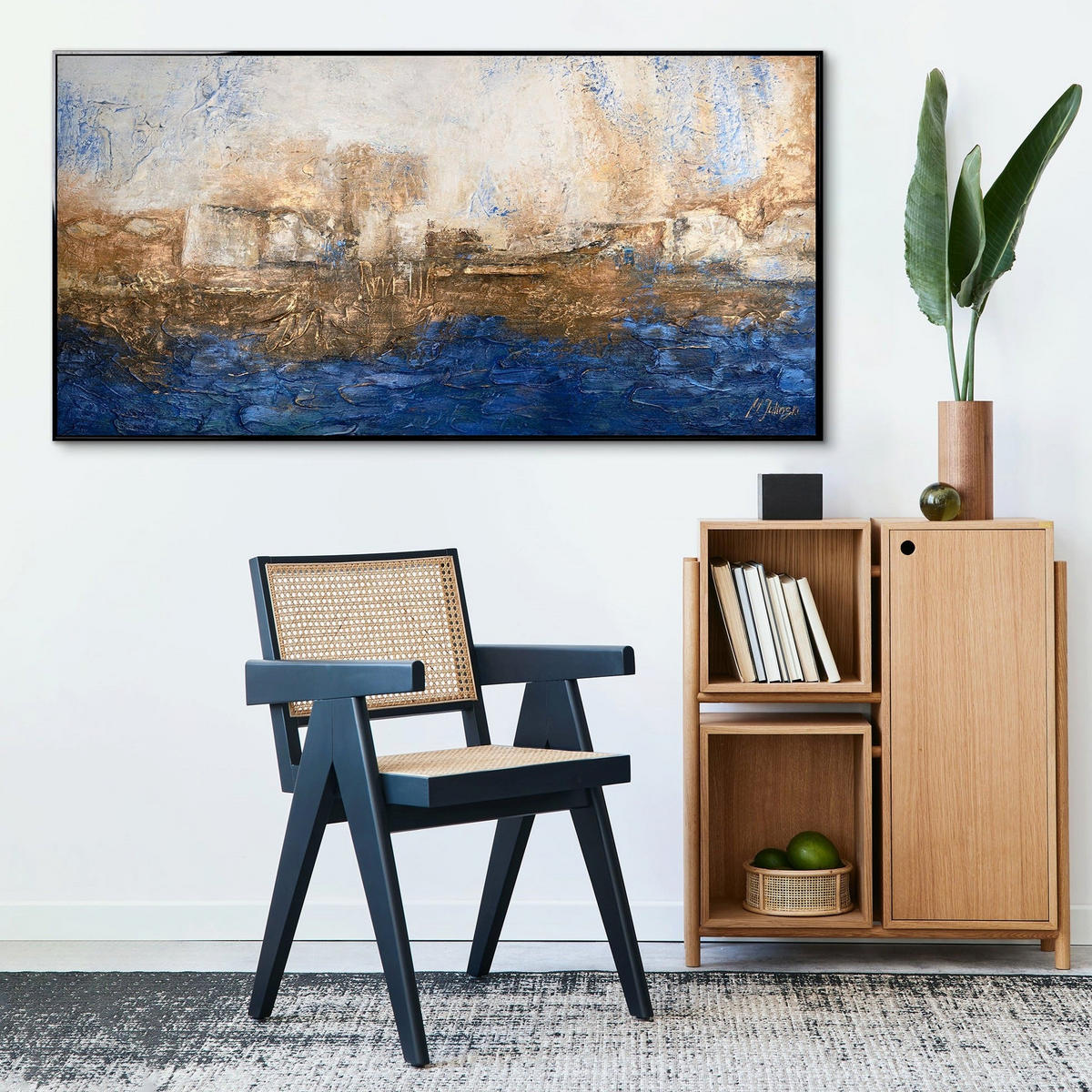 GEMÄLDE Marine Schattenfugenrahmen Schwarz 120x60 cm - Schwarz, Holz (120/60cm) - YS-art gallery