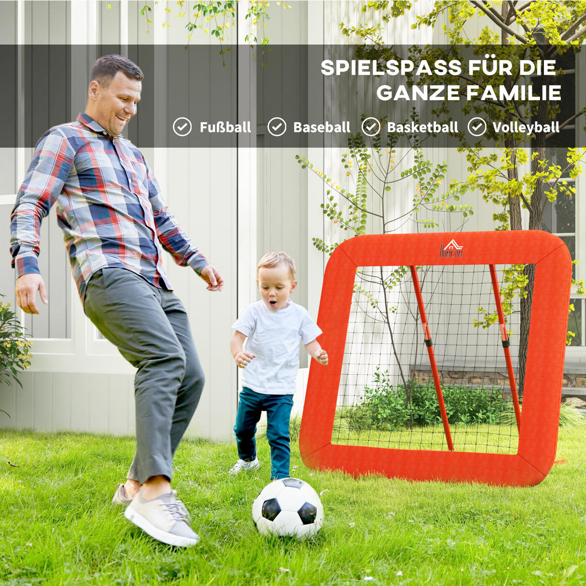 REBOUNDER für Fussball DE-10351 verstellbar, faltbar Rot - Rot, Metall (118/128cm) - ComfortXL