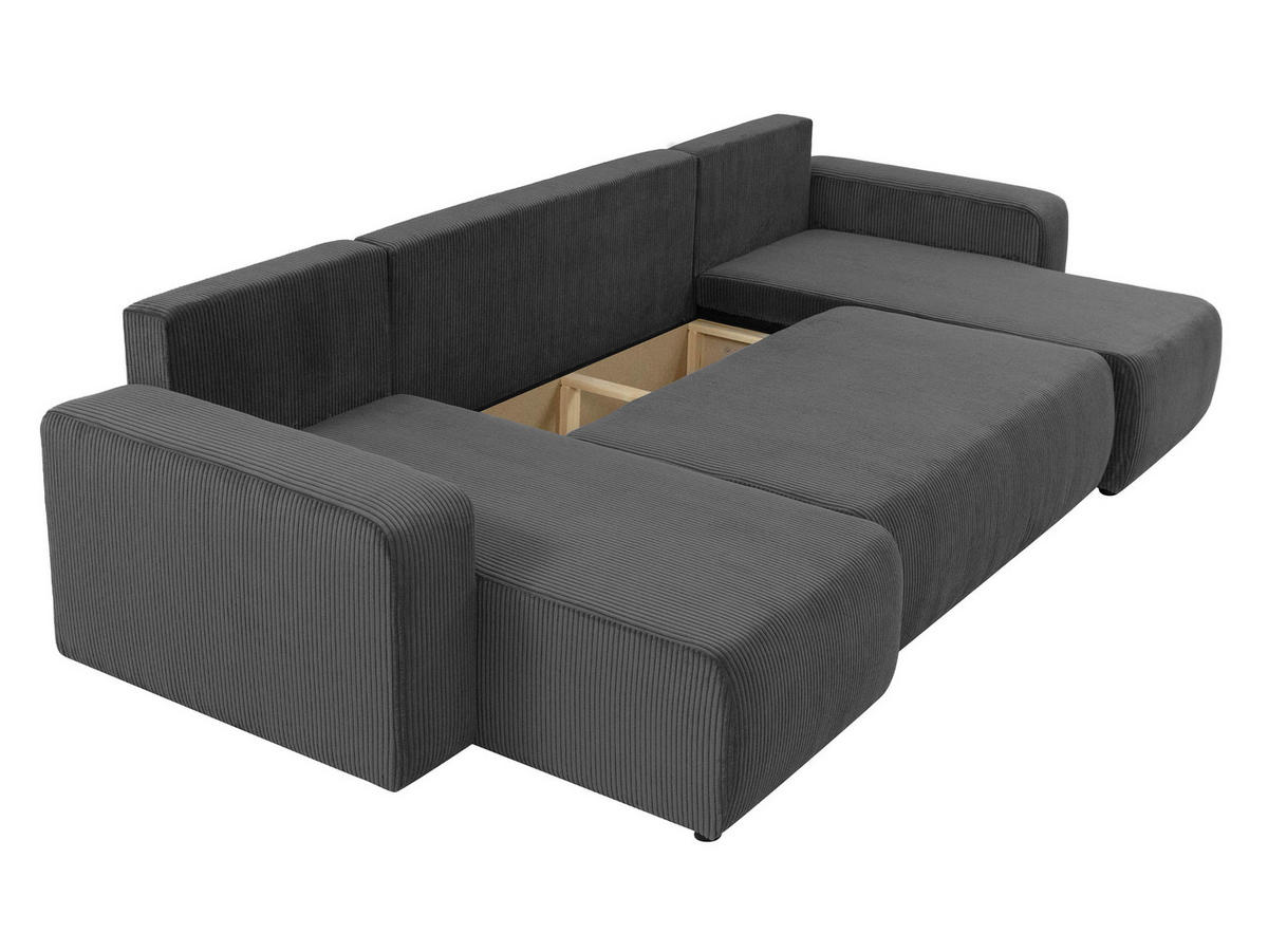 WOHNLANDSCHAFT Piano U Cord - Creme/Schwarz, Holz/Kunststoff (312/82/145cm) - MIRJAN24