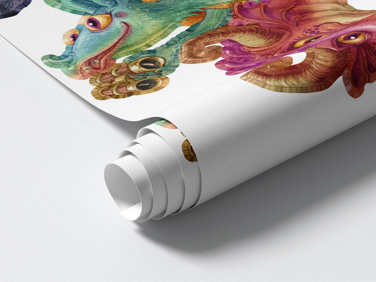 WANDAUFKLEBER 80x107cm - Drachen-Märchenfamilie - Multicolor, Kunststoff (80/107/0.1cm) - Wallfluent