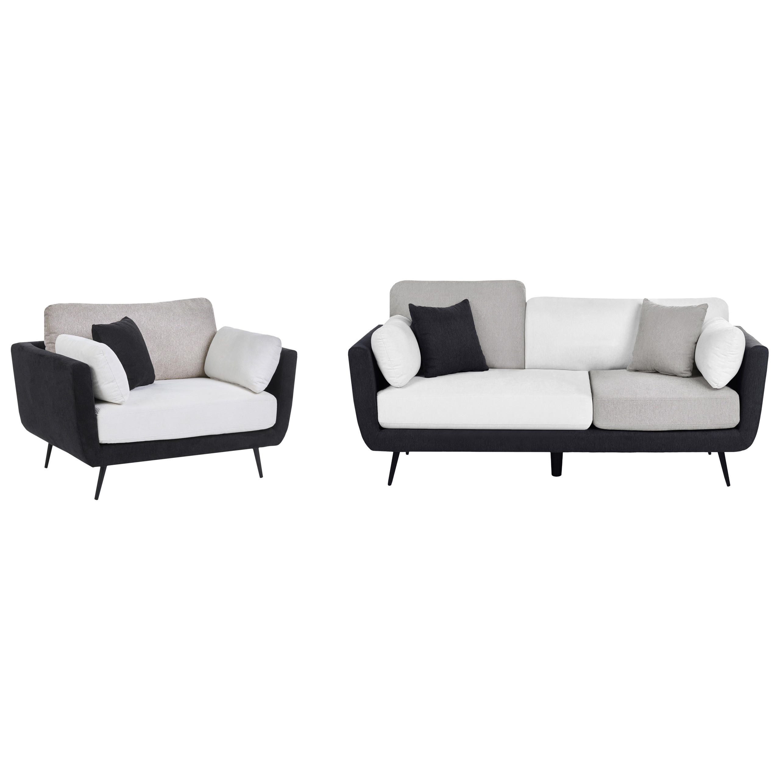 SOFA-SET 4-Sitzer Stoff Schwarz Bolga - Hellbraun/Schwarz, Textil (185/89/83cm) - Beliani