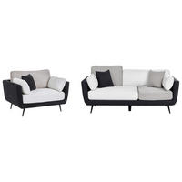 SOFA-SET 4-Sitzer Stoff Schwarz Bolga - Hellbraun/Schwarz, Textil (185/89/83cm) - Beliani