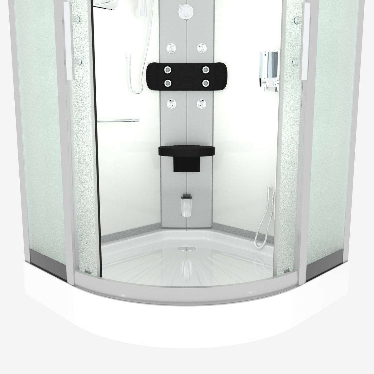 DAMPFDUSCHE Dusche D46-20M3 Weiß 100x100 - Weiß, Glas/Kunststoff (100/100/215cm) - AcquaVapore by Sandra Jentho