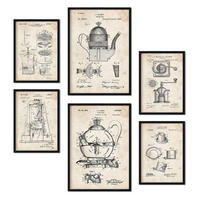 POSTER Set Mit 6 Kaffeemaschine Patenten Größe A3 und A4 Rahmenlos - Klar, Papier (29.7/1/42cm) - Nacnic