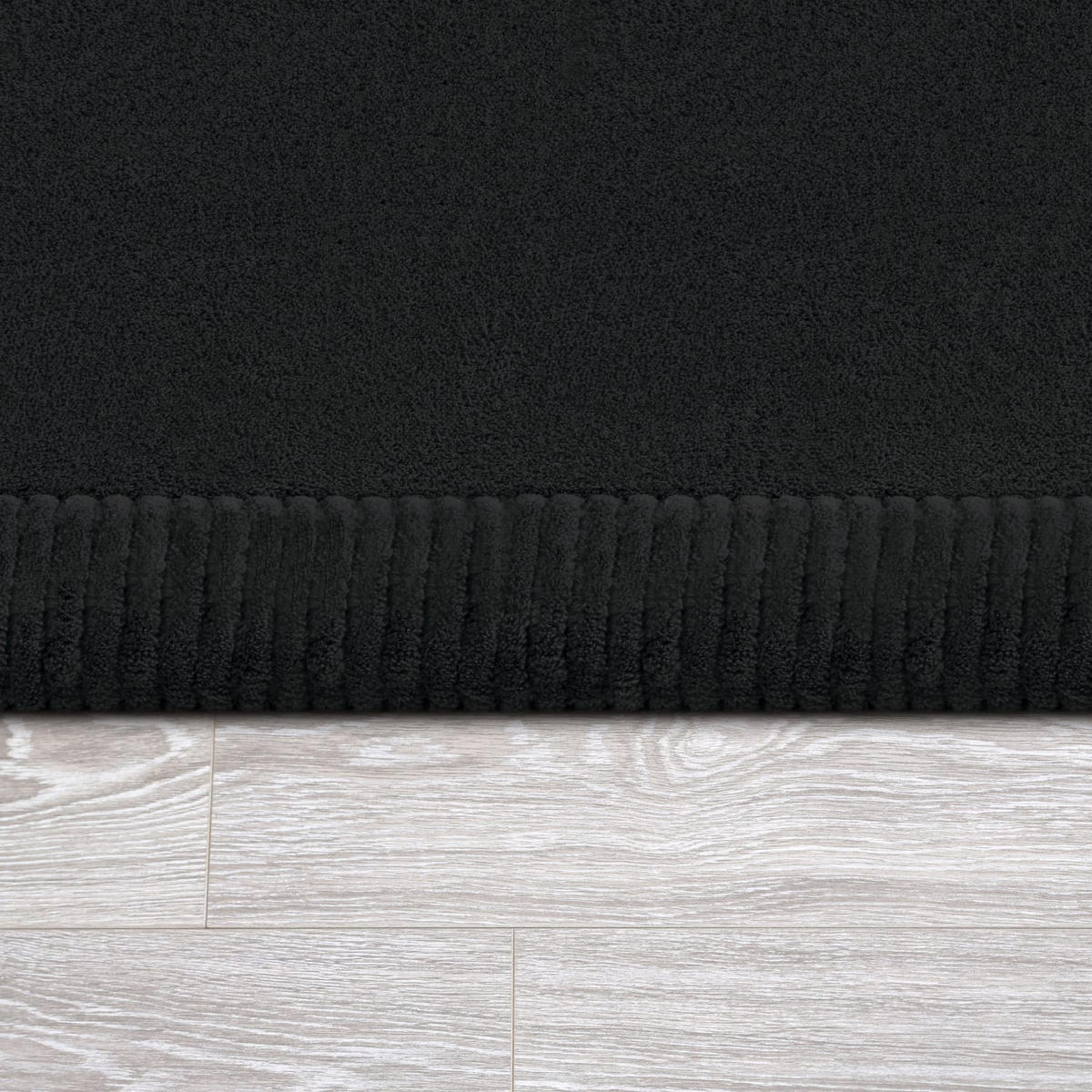 KURZFLORTEPPICH Waschbar, einfarbig, aus Polyester, Schwarz, 120 x 160 cm - Schwarz, Textil (120/160cm) - KADIMA DESIGN