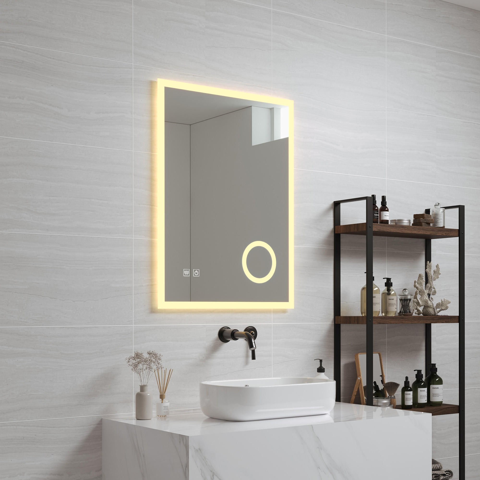 BADEZIMMERSPIEGEL Scafa - Weiß, Glas/Metall (50/70/3cm) - pro.tec