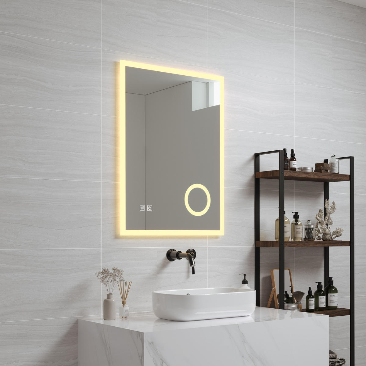 BADEZIMMERSPIEGEL Scafa - Weiß, Glas/Metall (50/70/3cm) - pro.tec