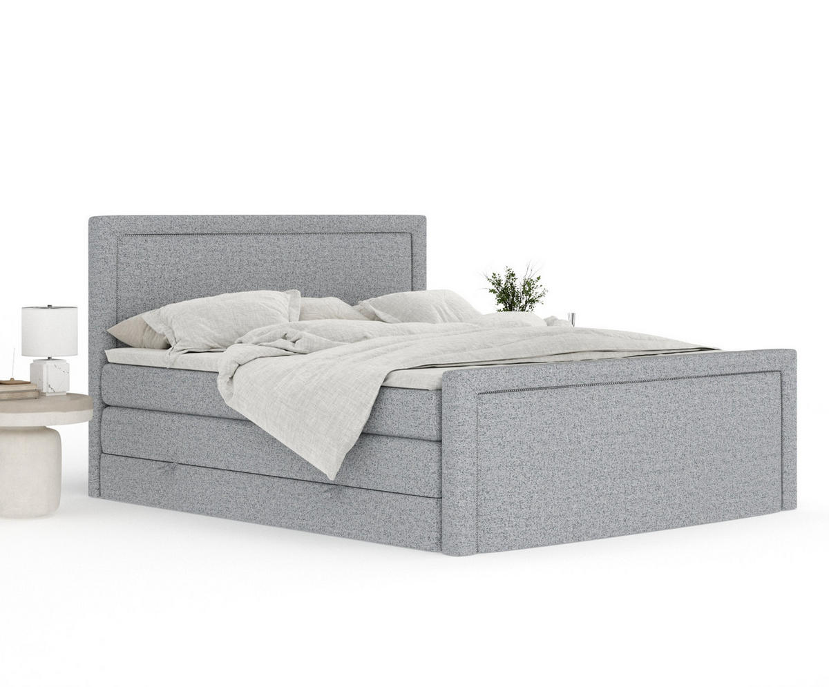 BOXSPRINGBETT Lavenda Grau 140/200 cm - Schwarz/Grau, Holz/Holzwerkstoff (140/200cm) - Maison de Reve