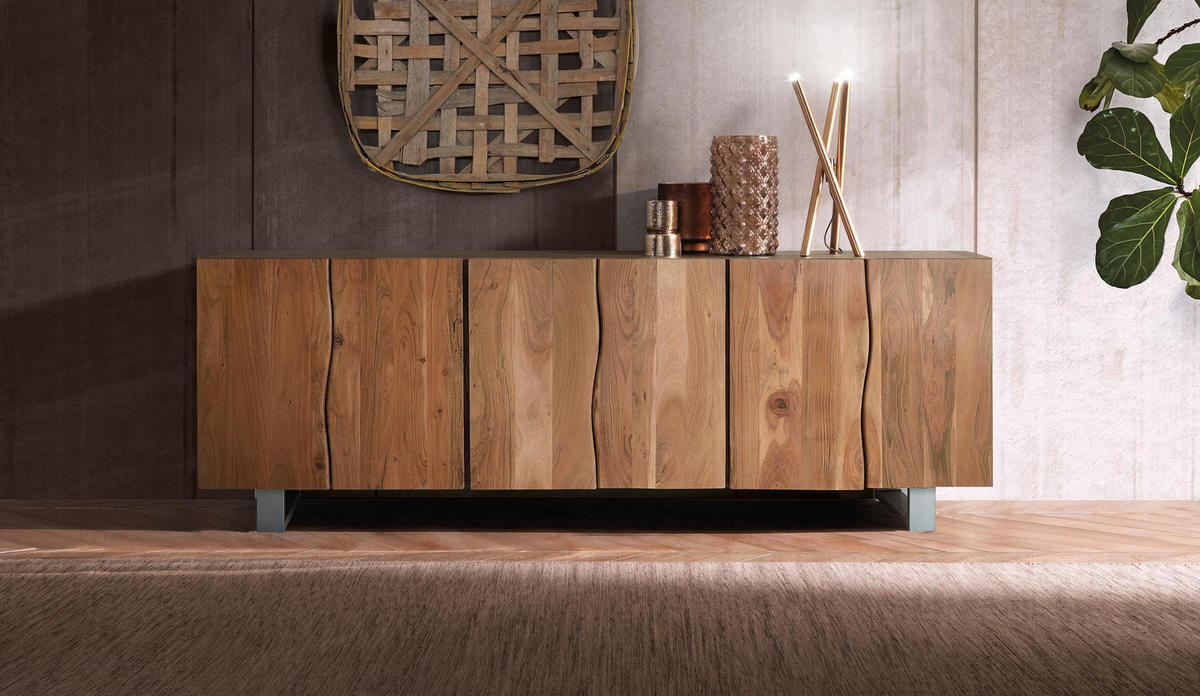 SIDEBOARD aus Akazienholz und Metall - Braun, Holz (45/74/220cm) - Giner y Colomer