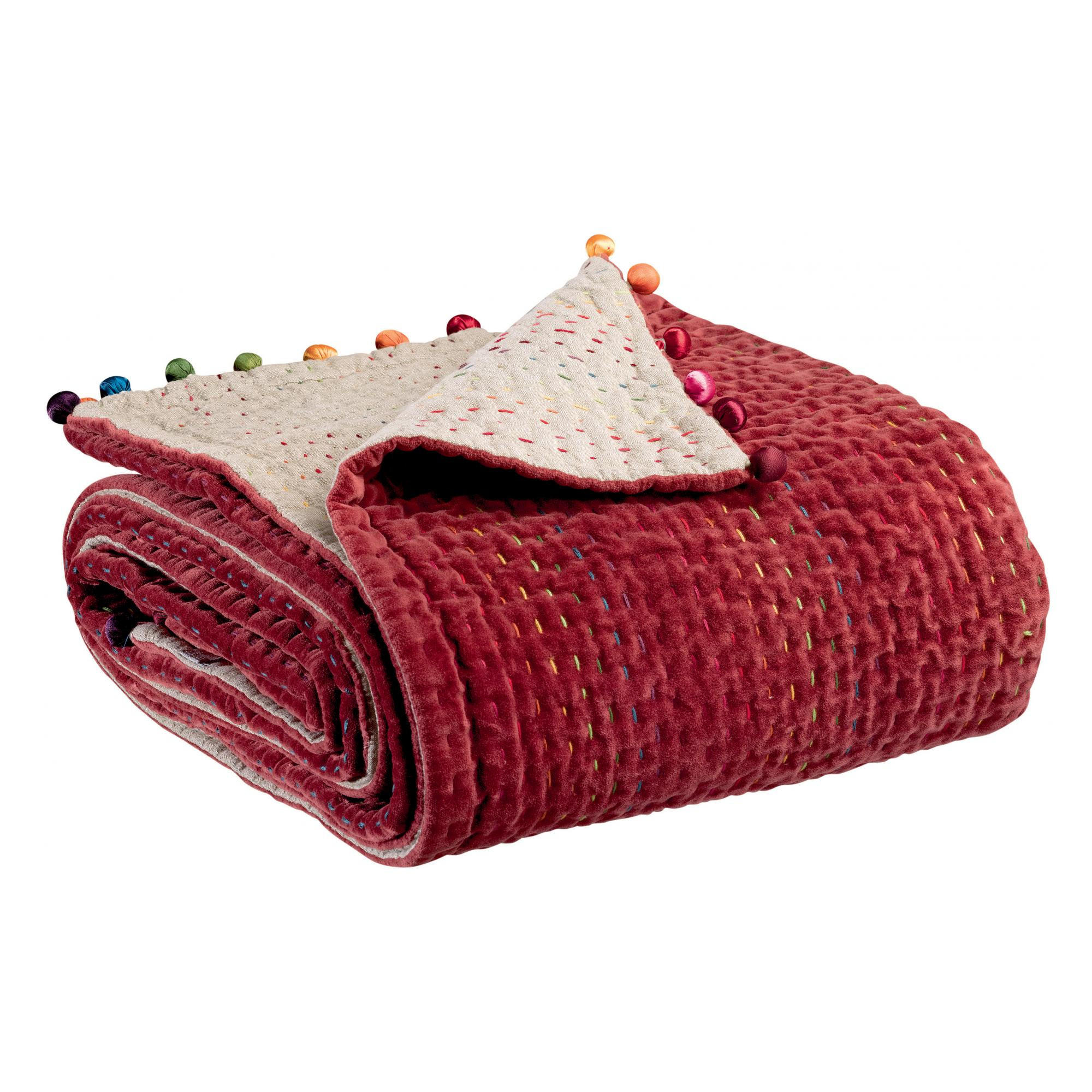 EINFARBIGE DECKE Gastounet tomette 140 x 200 cm - Rot, Textil (140/200cm) - Vivaraise