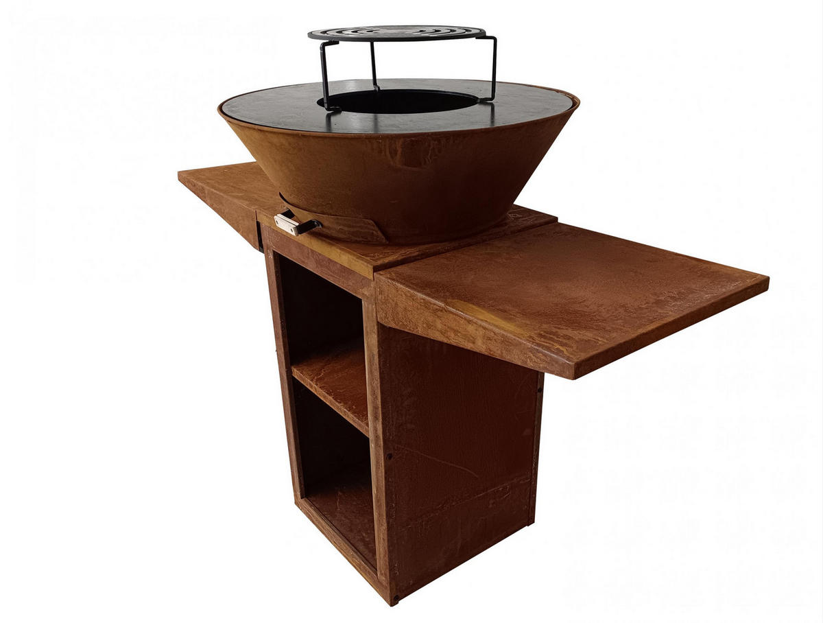 HOLZKOHLEGRILL Feuerschale Braun inkl. Schutzhülle - Braun, Metall (122/91/60cm) - Purline