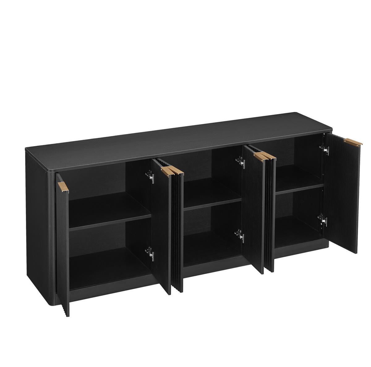 KOMODA, 170/40/70,5 cm, MDF černá, 6dveřová s úložným prostorem - černá, kompozitní dřevo (170/70.5/40cm) - BEAOK