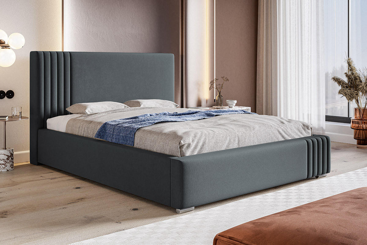 BETT Grafitowy BEN 13 Mit Bettkasten 120x200 cm - Graphitfarben, Textil (120/200cm) - Sepro Meble