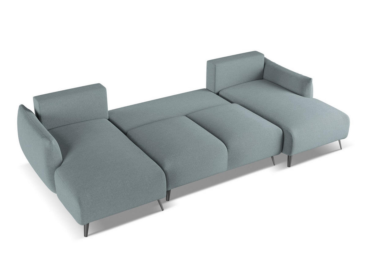 WOHNLANDSCHAFT Chenille Stoff Blau - Blau/Blaugrau, Textil/Metall (317/86/162cm) - Makamii