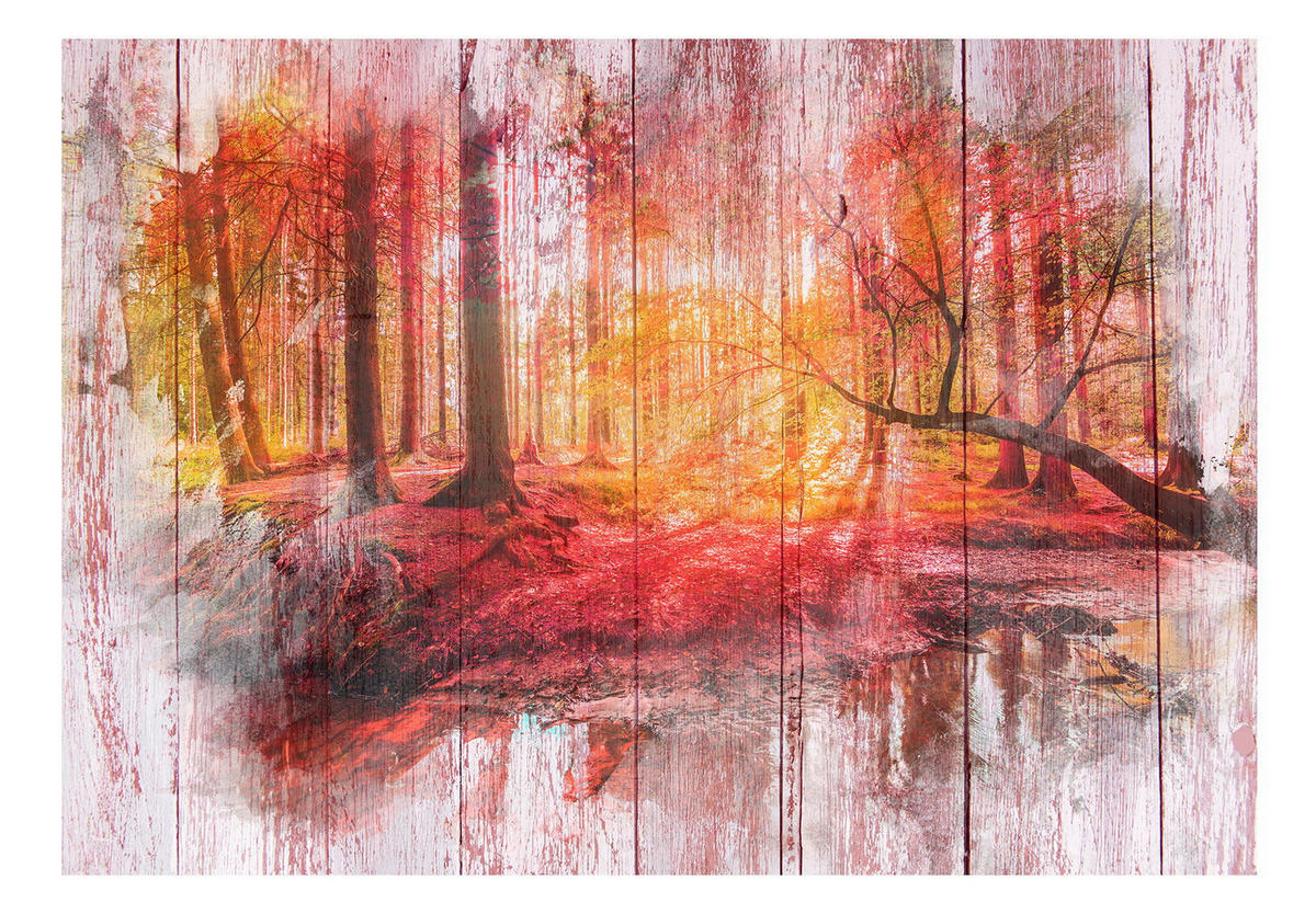 SELBSTKLEBENDE FOTOTAPETE 343/245 cm - Rot/Grau, Kunststoff/Textil (343/1cm) - KUNSTLOFT