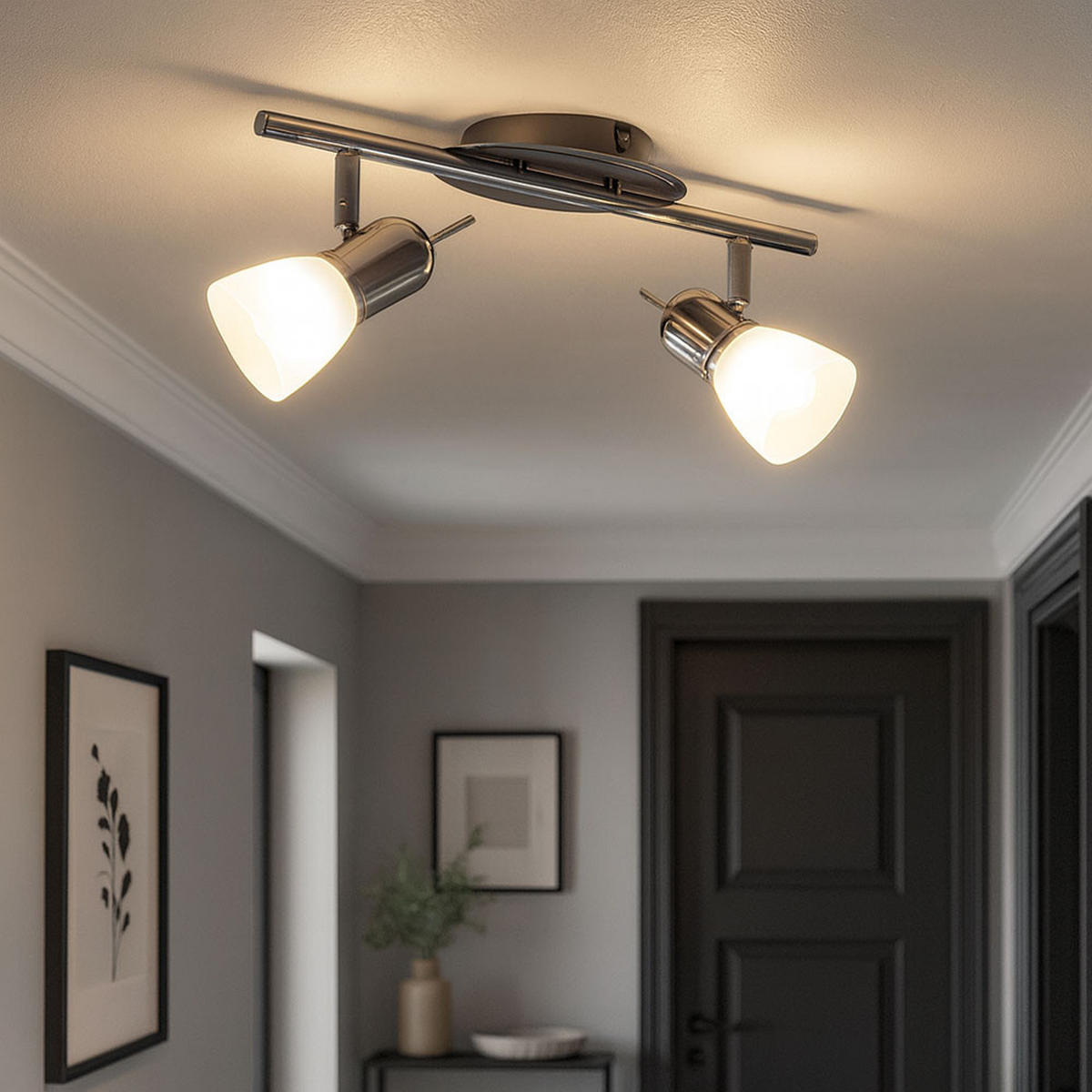 DECKENLEUCHTE Stahl Chrom Silber - Silberfarben, Glas (41/16/16cm) - Esto