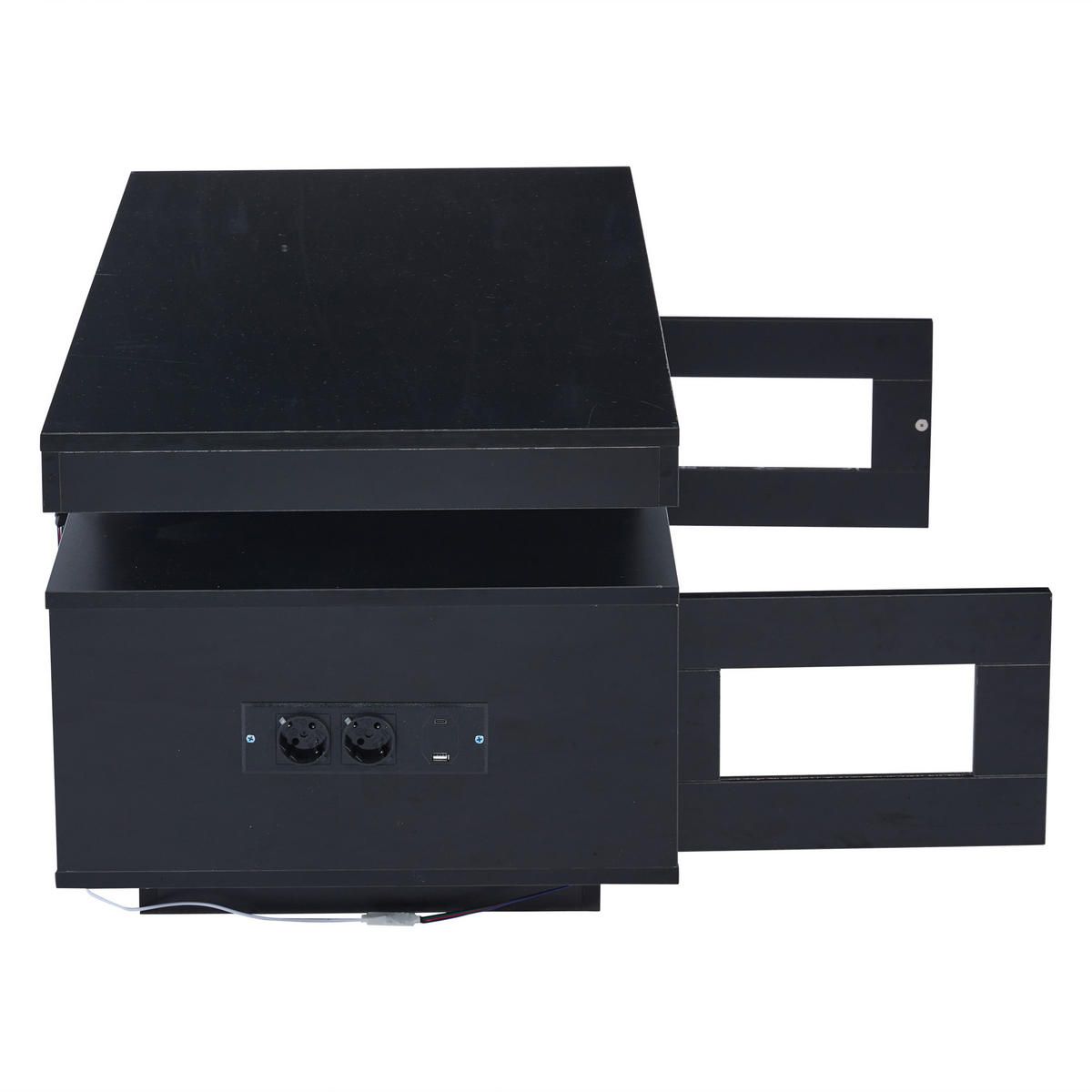 COUCHTISCH 100/50/43 cm Schwarz aus Spanplatte mit LED-Beleuchtung und Steckdose - Schwarz, Holzwerkstoff (100/50/43cm) - OKWISH