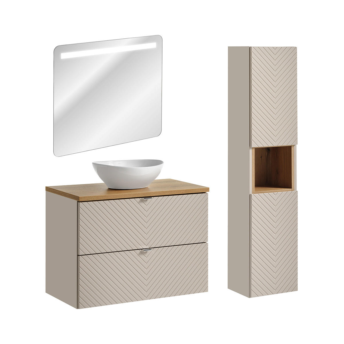 KOUPELNOVÝ NÁBYTEK 80.4cm Manoa 2er-Set Kašmír - béžová, kompozitní dřevo (80.4/59/40cm) - Petits-meubles