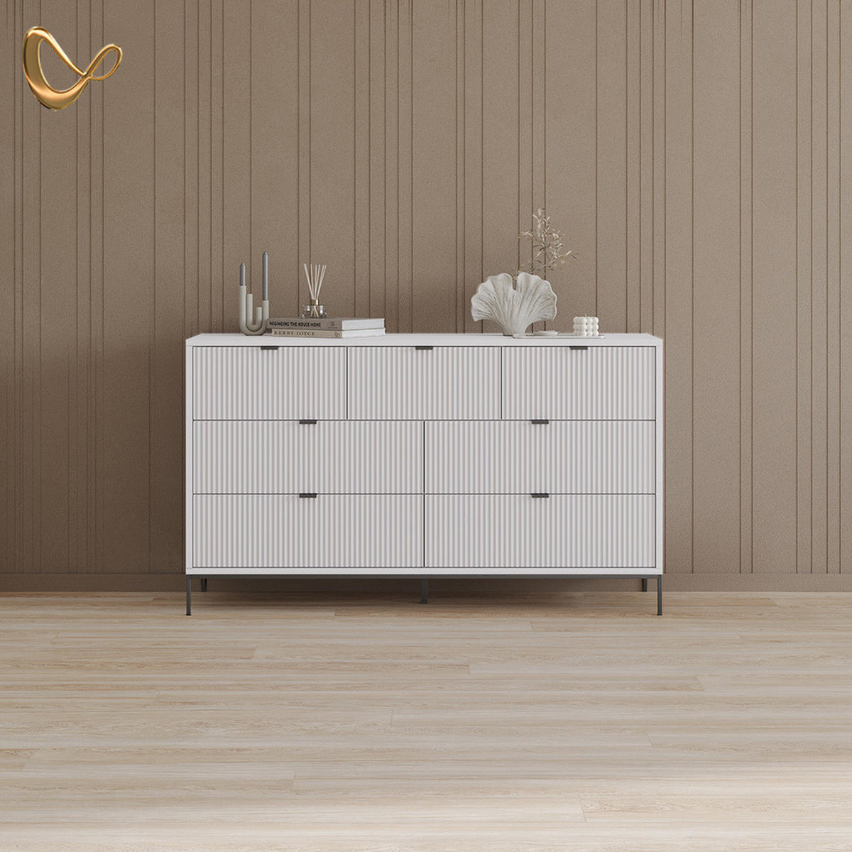 SIDEBOARD Aterno Weiß 42 x 81 cm mit 7 Schubladen - Weiß, Holzwerkstoff (42/81/140cm) - Livinity®