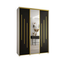SCHWEBETÜRENSCHRANK 235,2/170/60 3-türig - Goldfarben/Schwarz, Holz/Metall (170/235/60cm) - Abiks Möbel