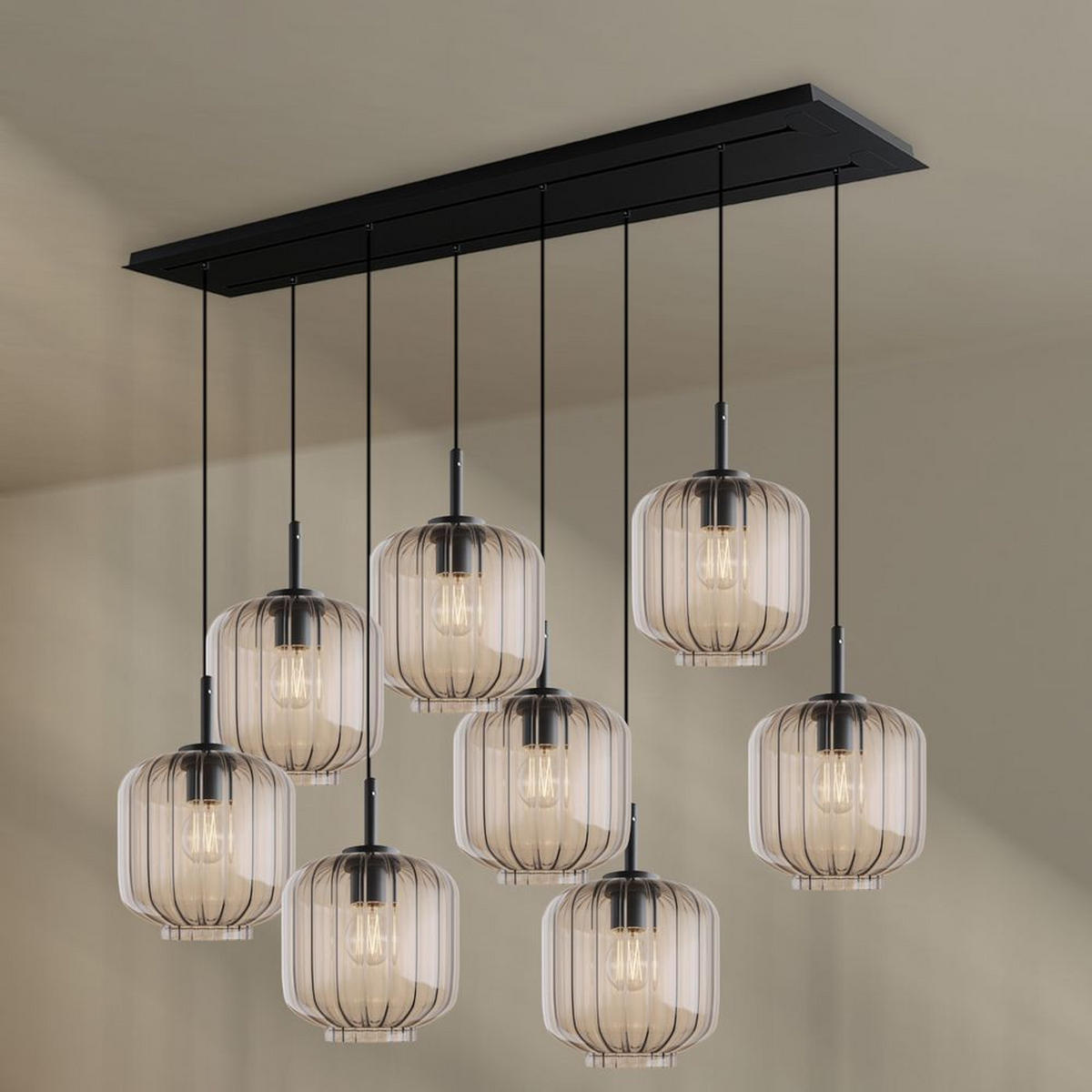 HÄNGELEUCHTE Velo 8-flammig Klar Ø 20cm - Klar/Schwarz, Glas (20/20/20cm) - s.luce