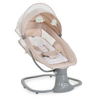 BABYWIPPE Axel 3 in1 beige Bluetooth, 5 Schaukelgeschwindigkeiten, Moskitonetz, 5-Punkt-Gurt - Beige, Metall - Moni
