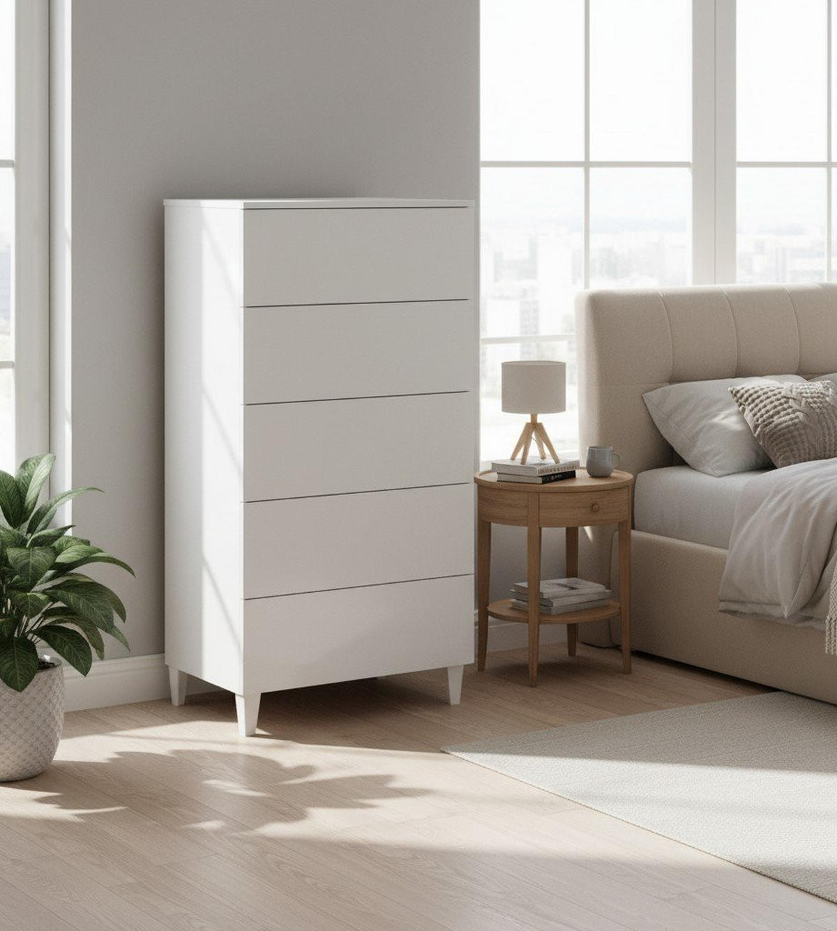 KOMMODE Weiß 40/61/117 cm - Weiß, Holzwerkstoff (61/117/40cm) - DMORA