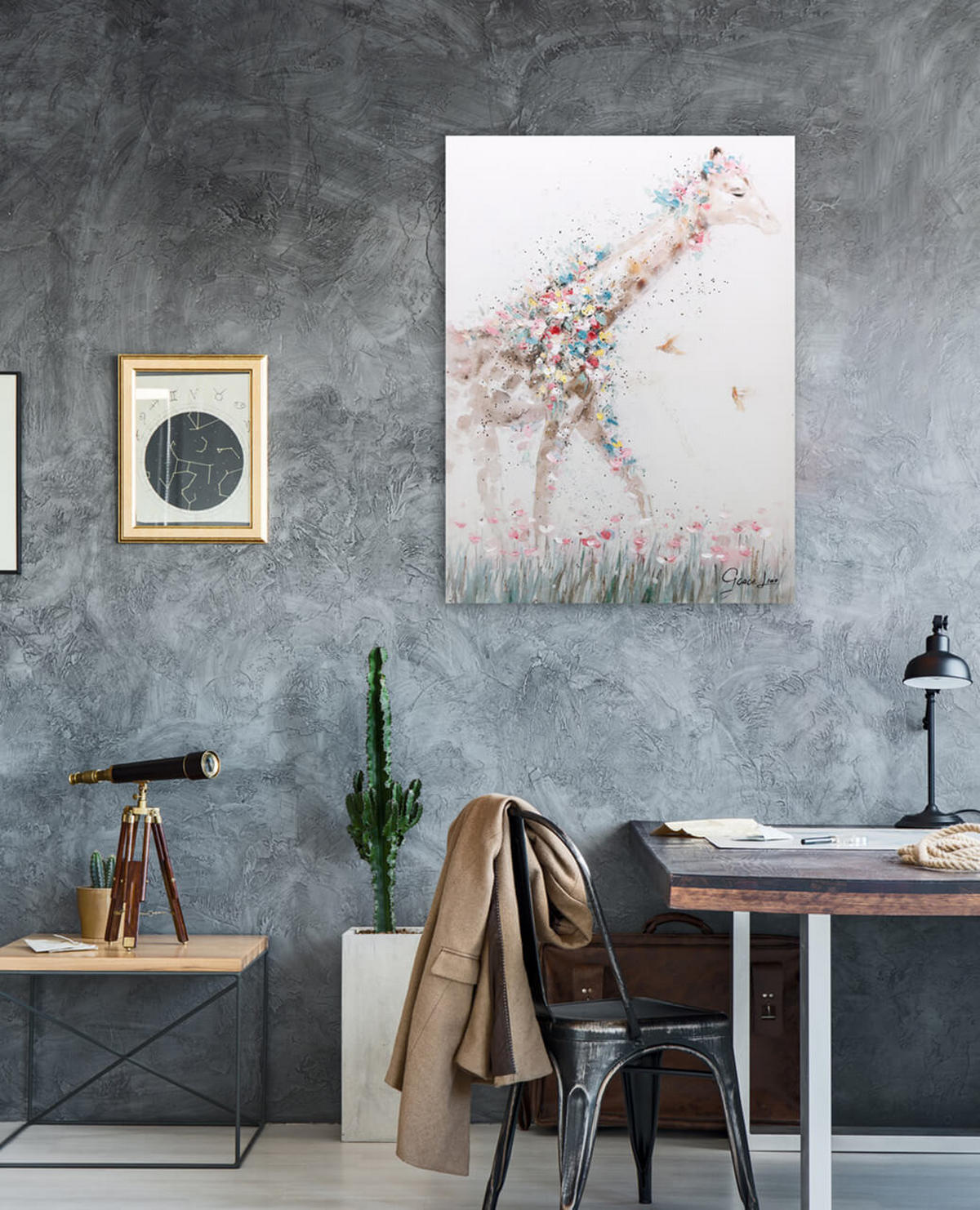 OLEJOMAĽBA 75/100 cm, More a pláž - taupe/béžová, drevo/textil (75/100cm) - KUNSTLOFT