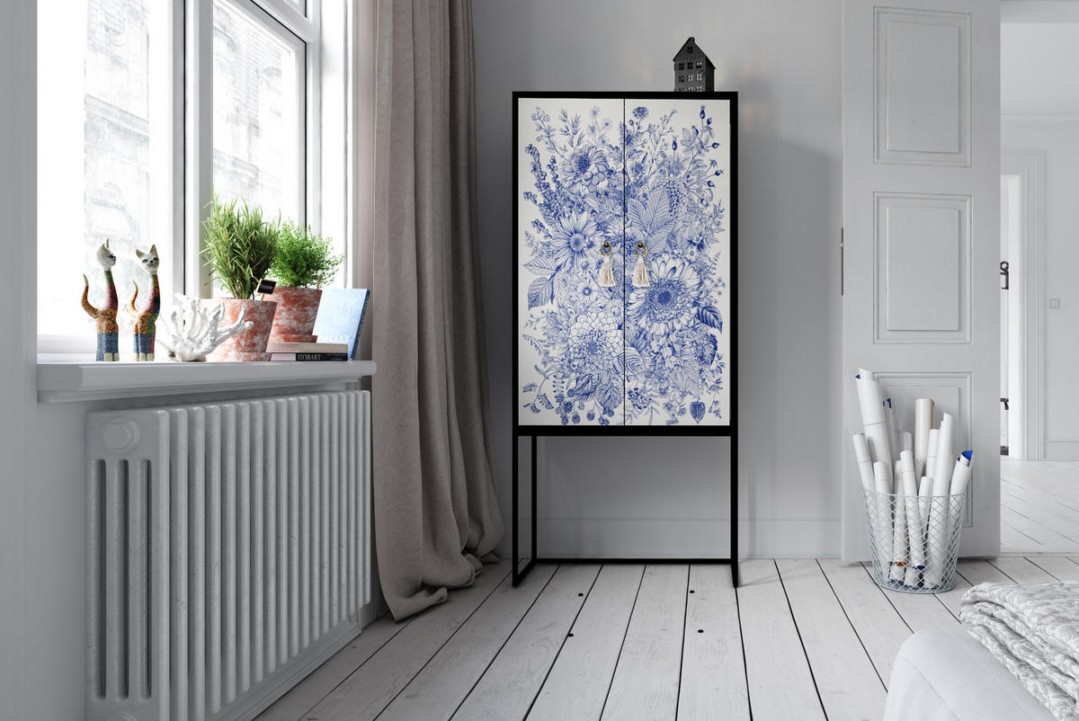 SCHRANK-SIDEBOARD aus MDF mit Blumenmuster ALVA NILO - Multicolor, Holzwerkstoff (75/165/45cm) - RNT By Really Nice Things
