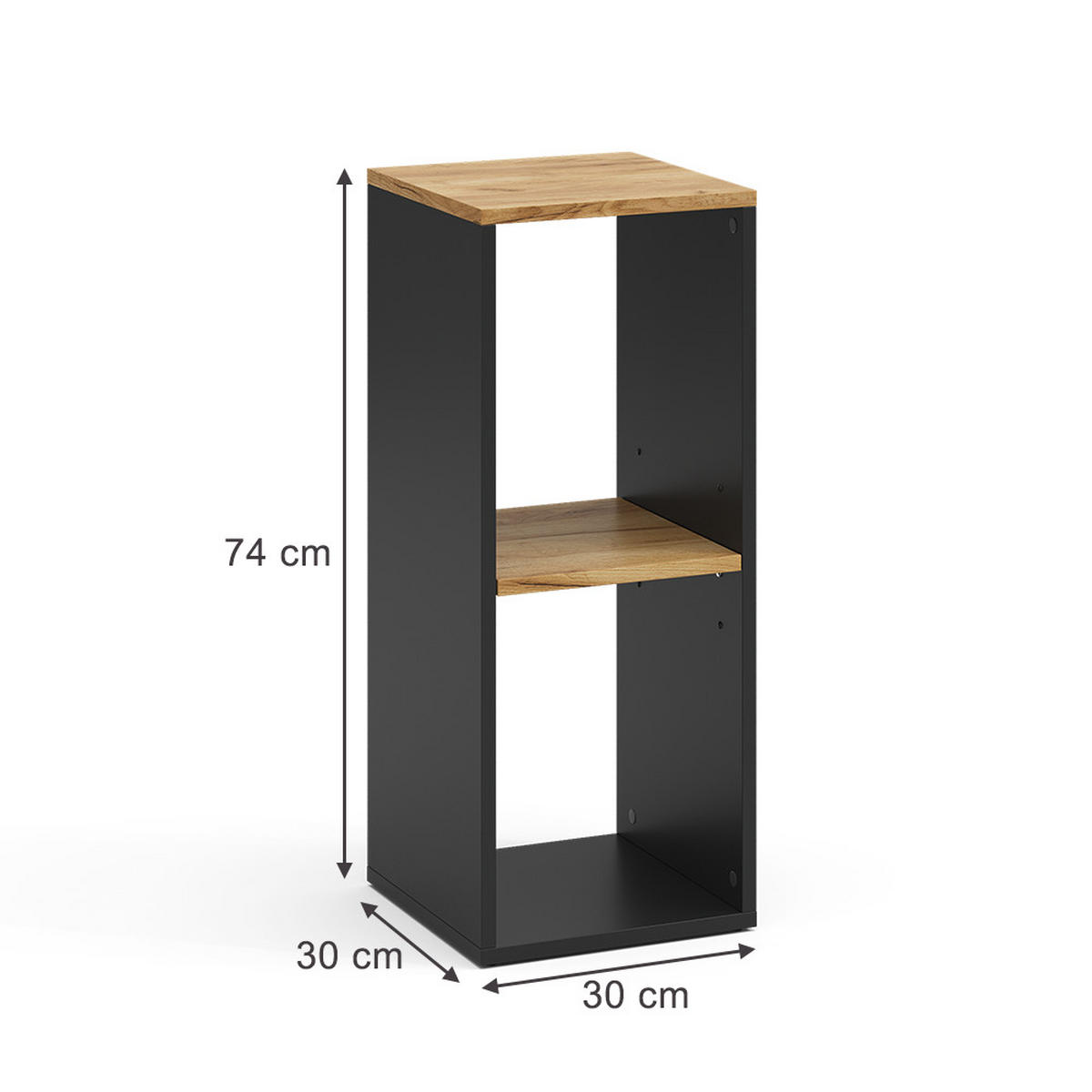 BÜCHERREGAL Tomy Anthrazit/Goldkraft Eiche 30 x 74 cm mit 2 offenen Fächern - Honigeiche/Anthrazit, Holzwerkstoff (30/74/30cm) - Vicco