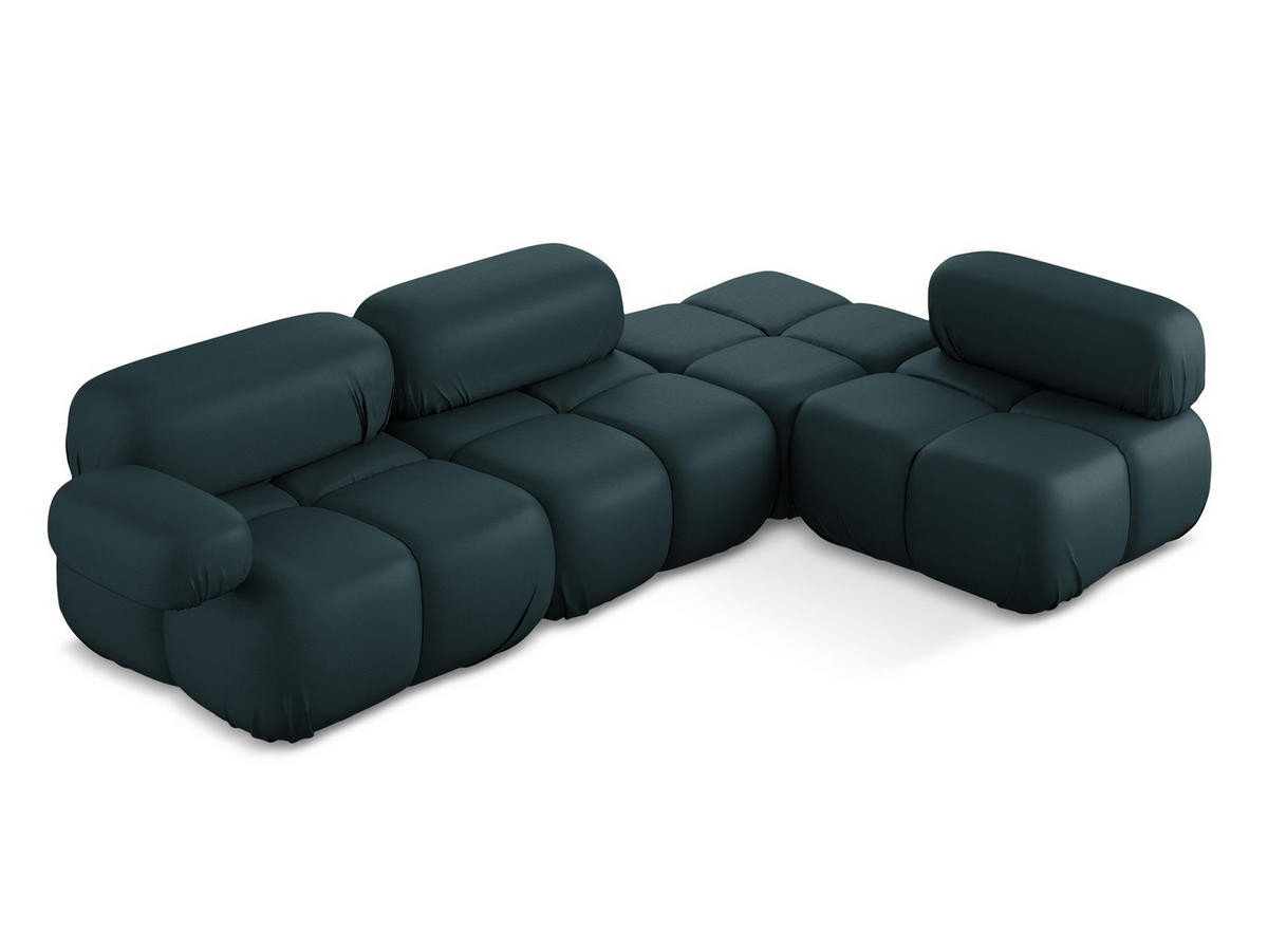 ECKSOFA Rechts Kunstleder Blau - Blau/Petrol, Leder/Kunststoff (285/190cm) - Makamii