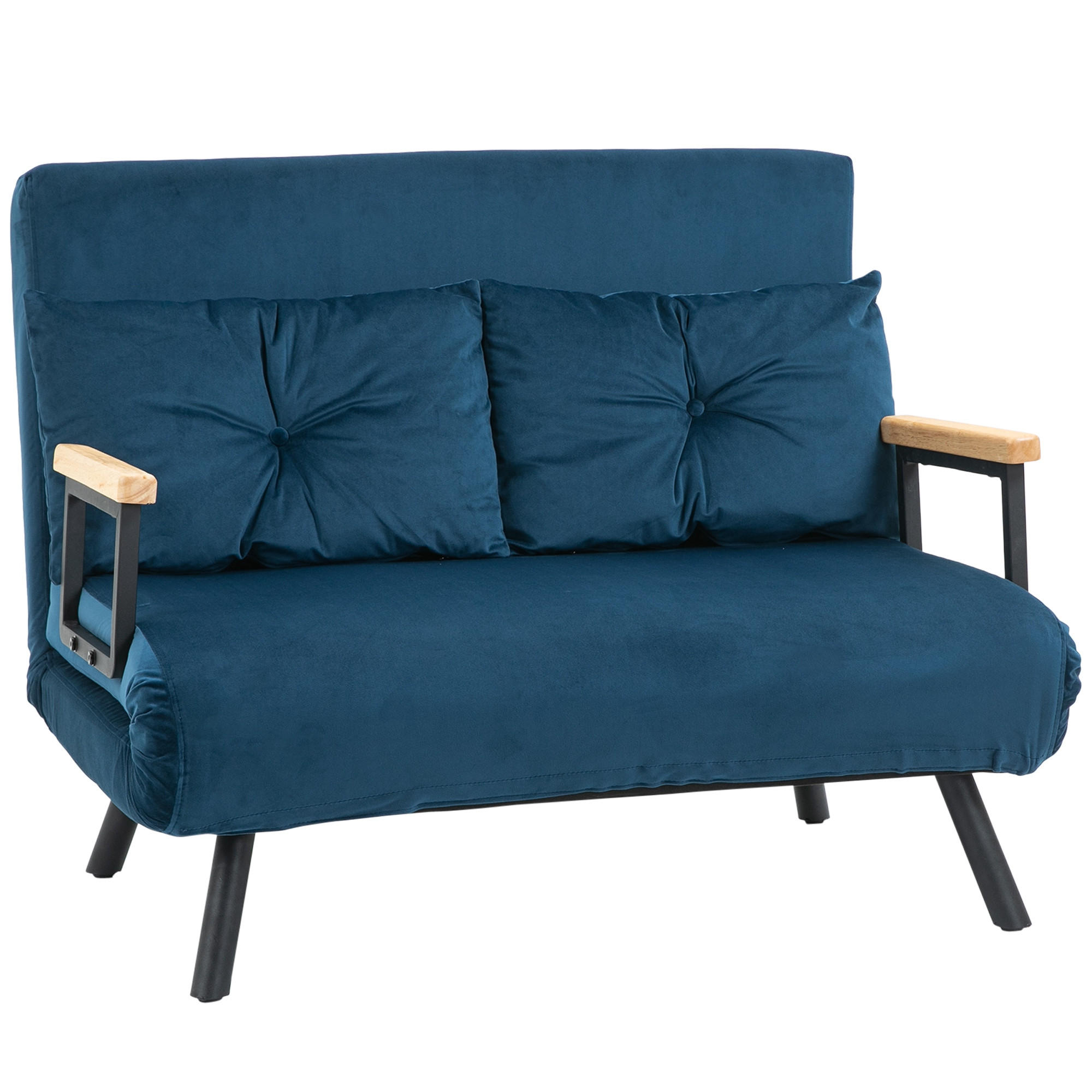 SCHLAFSOFA 2er-Sitz DE-14559 5-fach verstellbar mit Samtbezug Blau - Blau, Metall (102/81/73cm) - ComfortXL