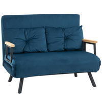 SCHLAFSOFA 2er-Sitz DE-14559 5-fach verstellbar mit Samtbezug Blau - Blau, Metall (102/81/73cm) - ComfortXL